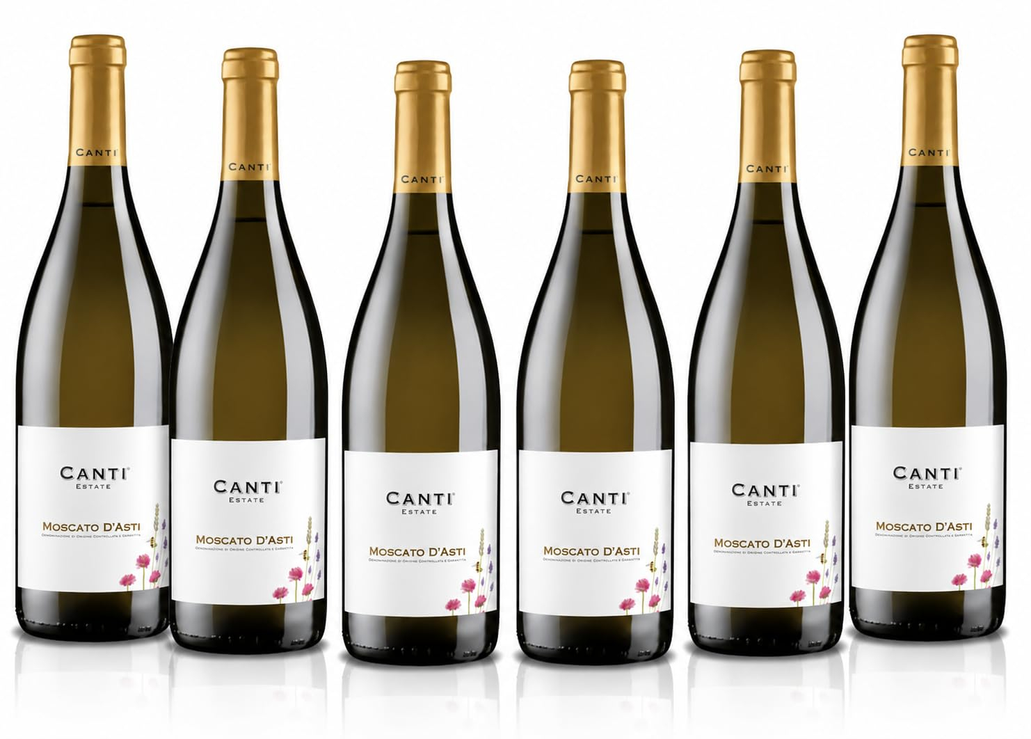 Vin Blanc Canti - Moscato d'Asti D.O.C.G. Vin Petillant, Goût Fruité et Doux, 6x750 ml