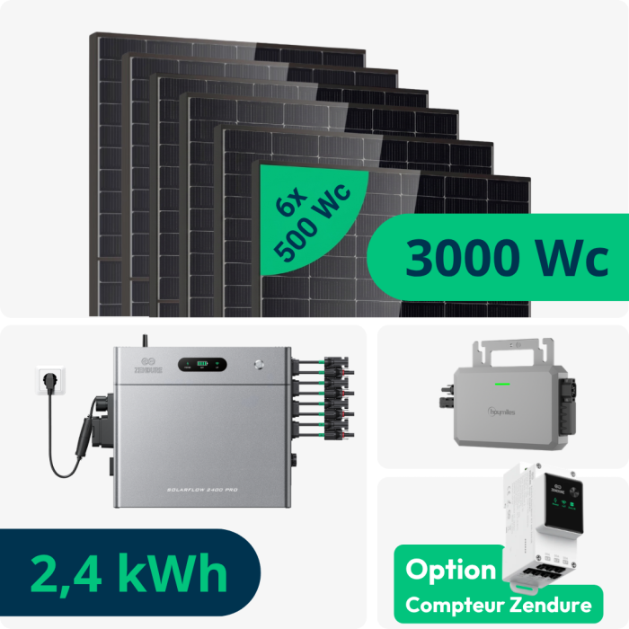 Kit Solaire Plug And Play 3kWc avec Stockage Zendure 2.4kWh