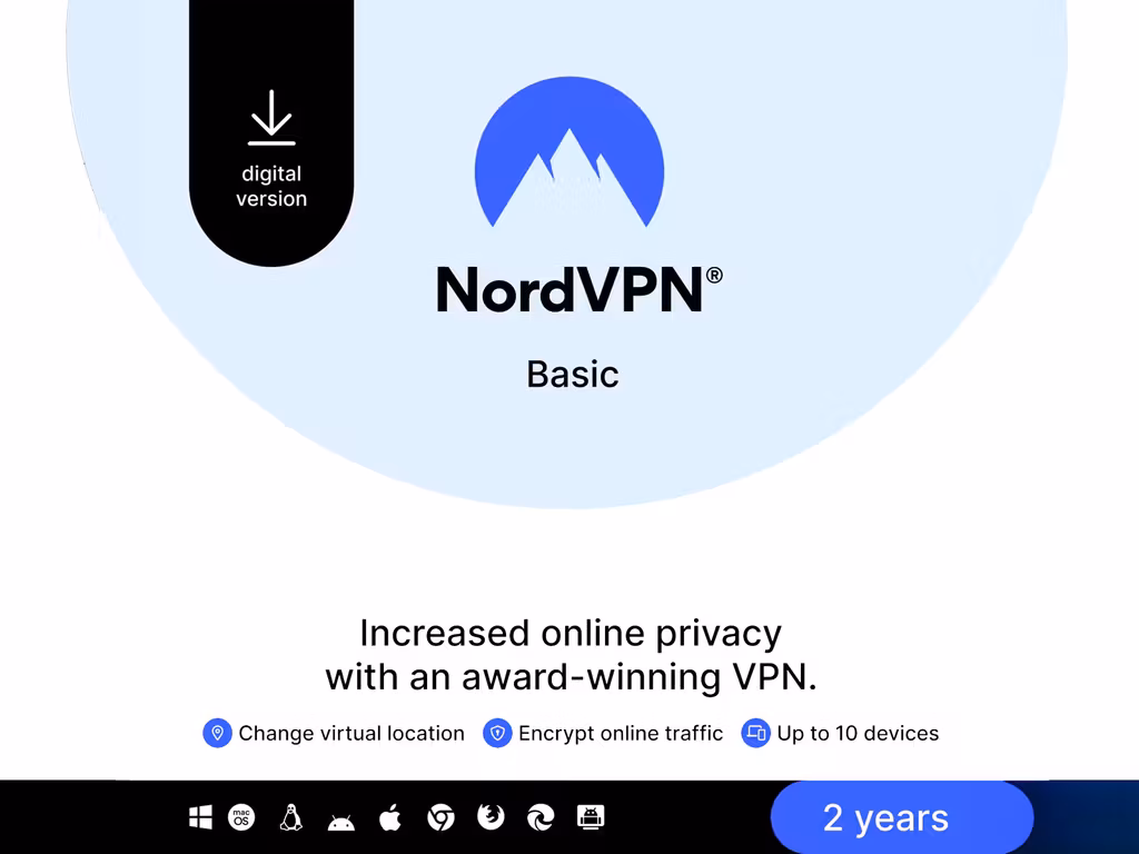 Abonnement de 2 Ans à NordVPN Base - 10 Appareils (Dématérialisé)
