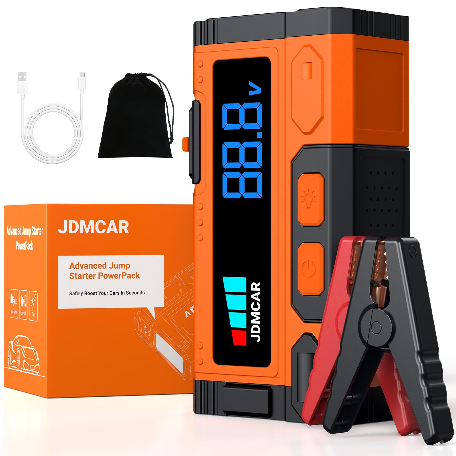 Booster Batterie Jdmcar 10000A - 14,8V, Jump Starter, avec LED, Booster Pinces Intelligentes (Vendeur Tiers)
