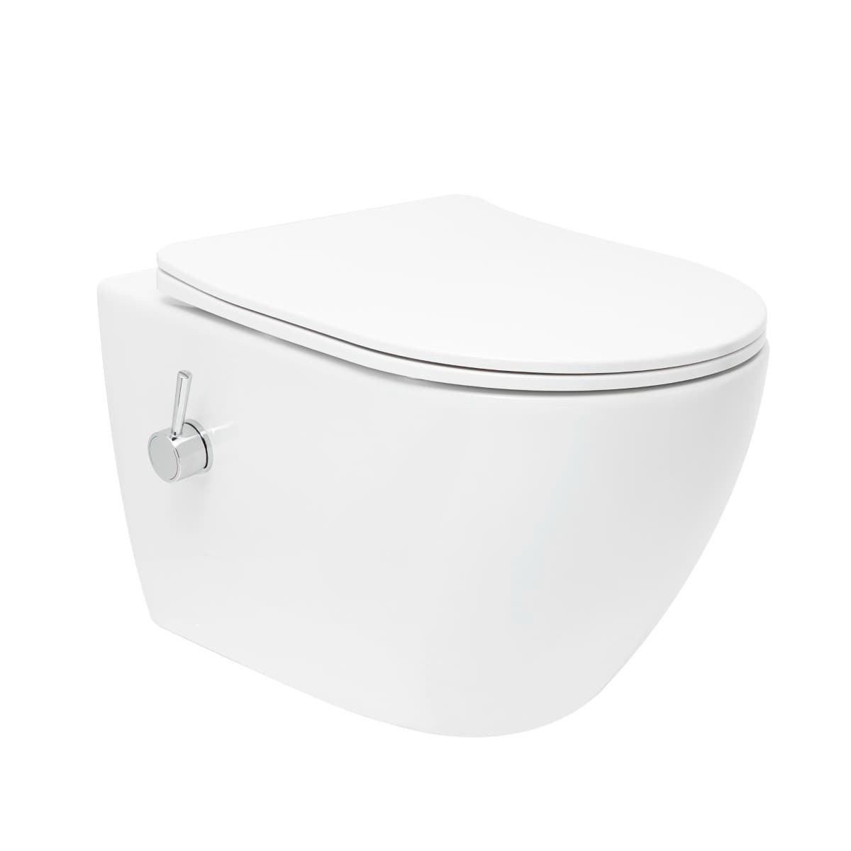 WC japonais suspendu Swiss Aqua Technologies Fusion SATFUS11BFC - Sans bride, rinçage Vortex, abattant SoftClose, sans électricité