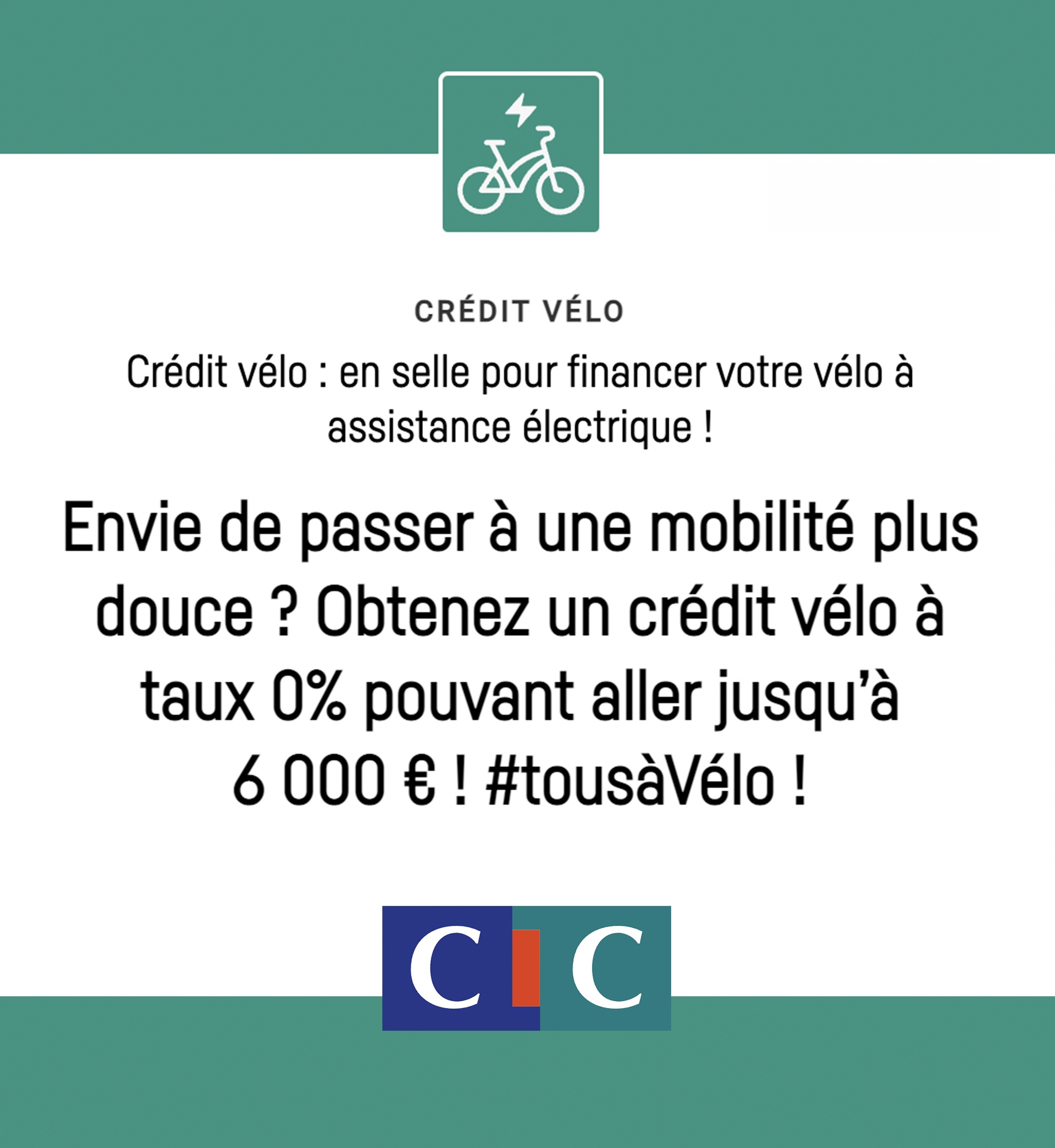 Crédit Vélo Taux à 0% TAEG Fixe - 48 Mois Max, 6000€ Max (sous conditions)