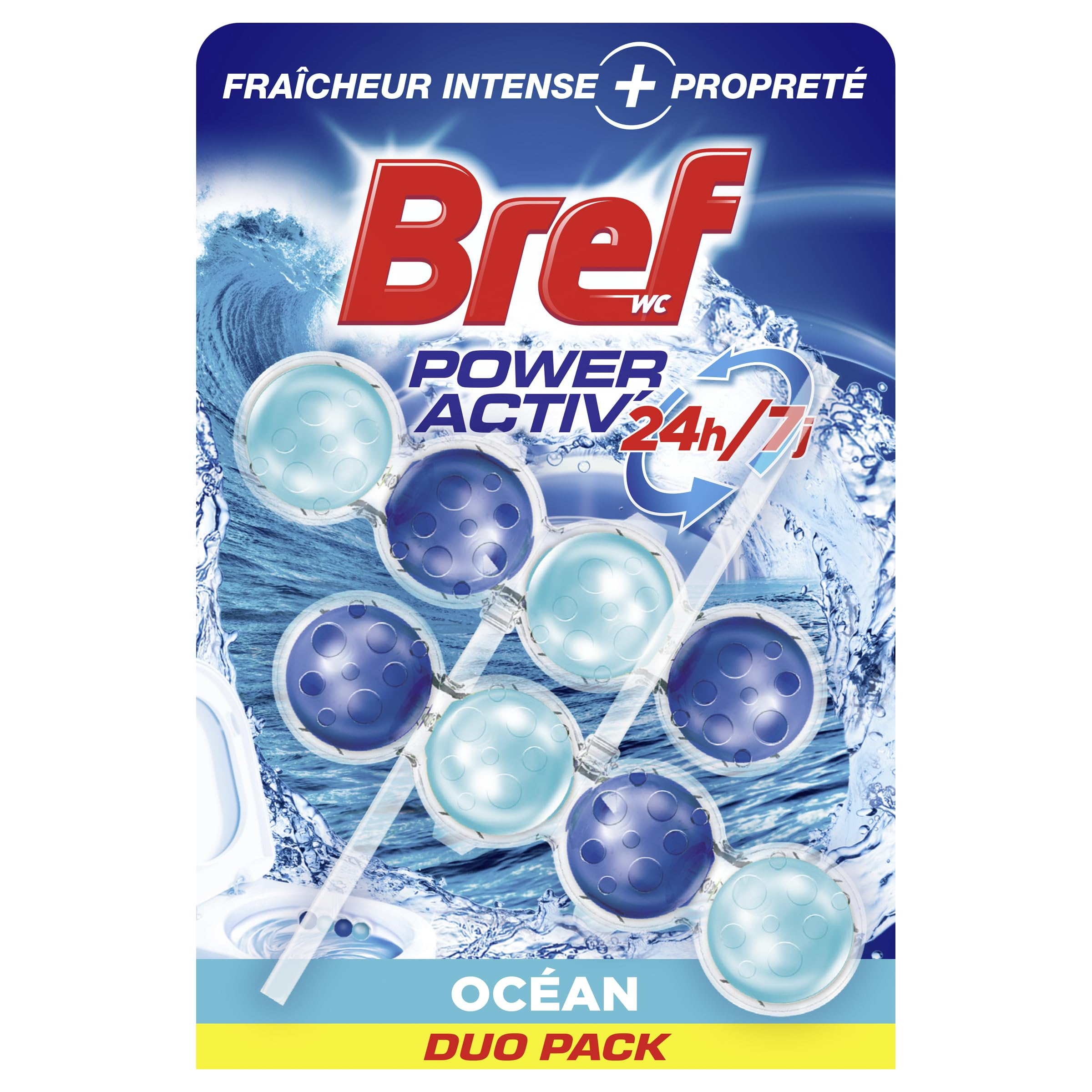 Lot de 2x50g Bref WC Power Activ Océan Blocs WC Fraîcheur Intense Anti‑Calcaire (Via Prévoyez Et Économisez)