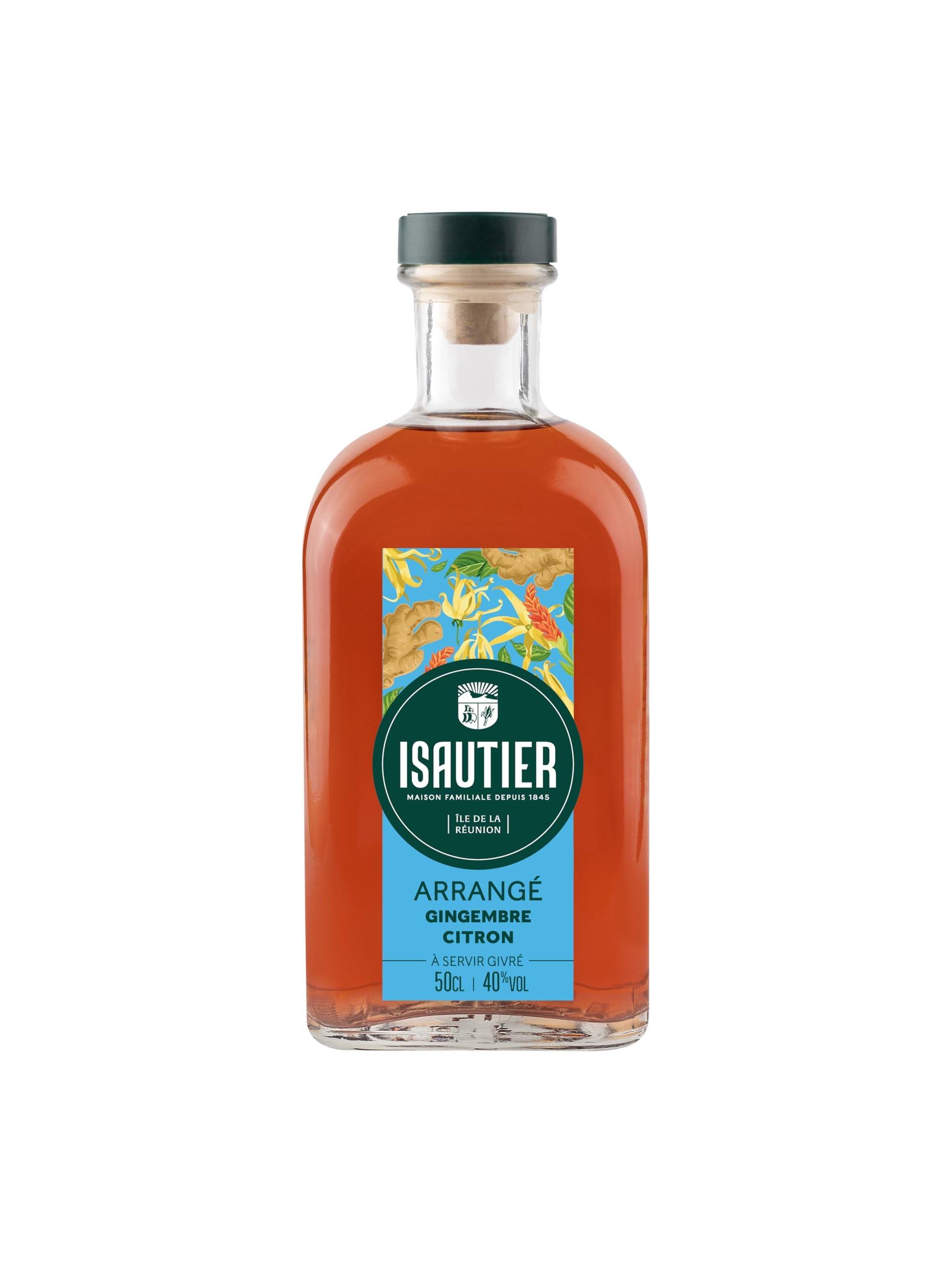 Rhum Arrangé Isautier Gingembre Citron - Ile de la Réunion, 40°, 0,5L