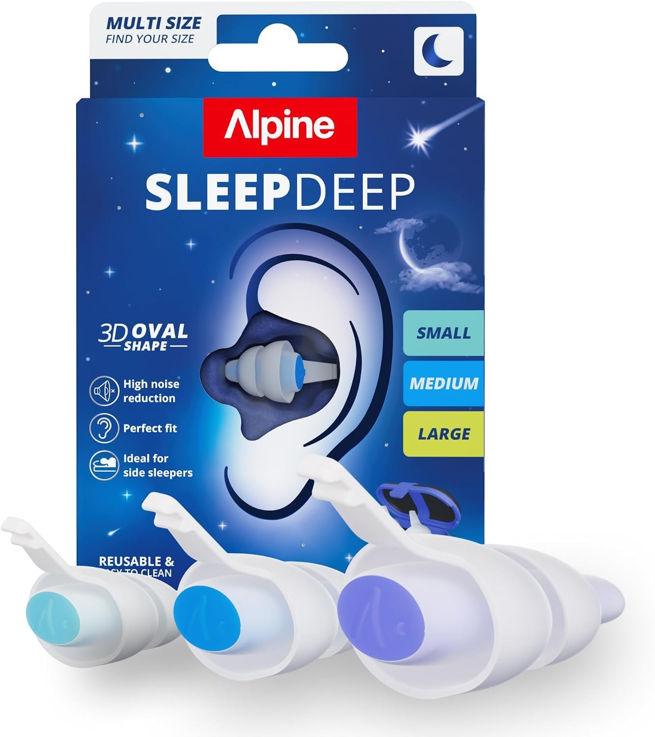 Lot de 3 Bouchons d'Oreilles Alpine SleepDeep Dormeurs Côté 27dB (Vendeur tiers)