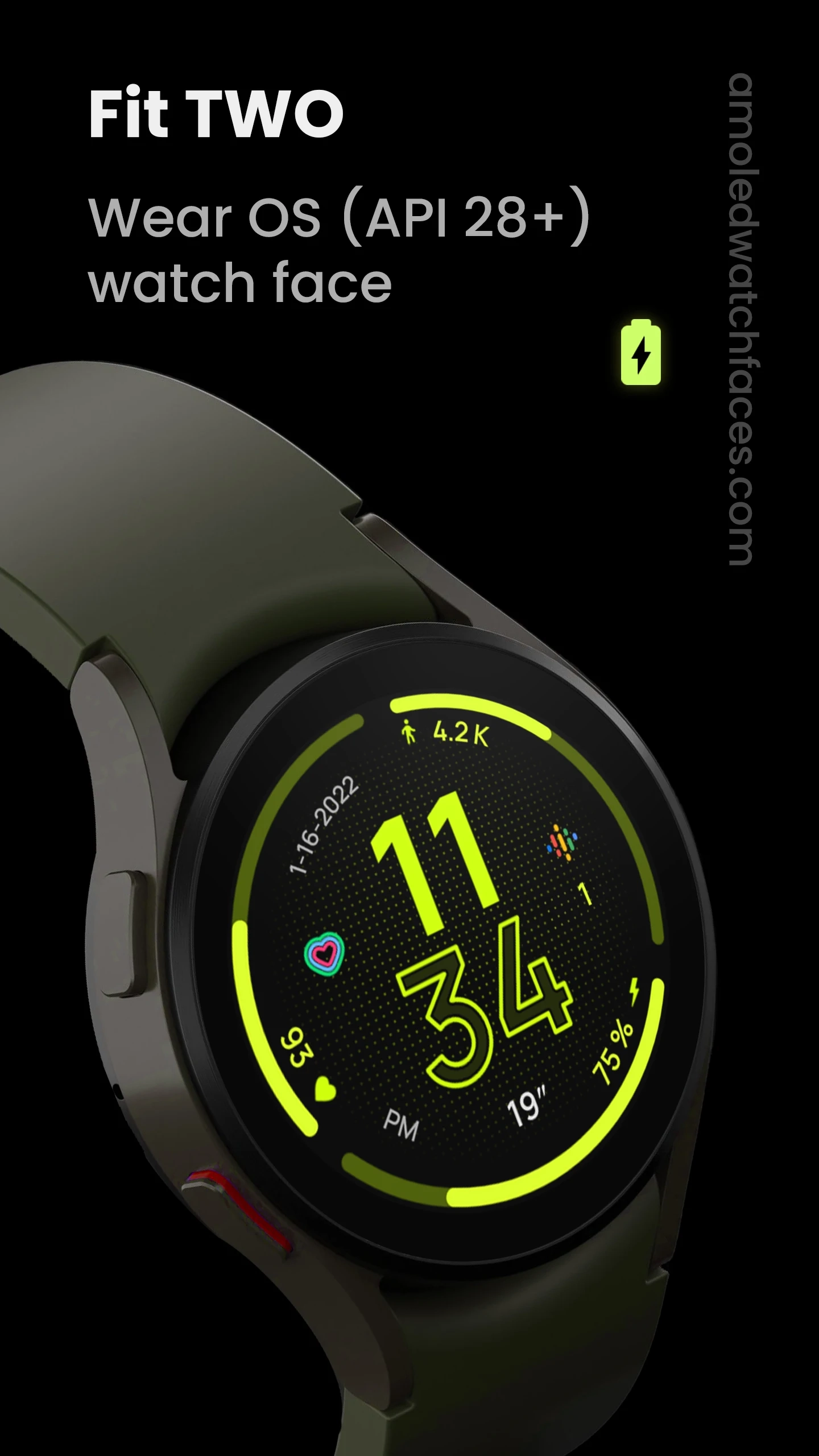 Cadran montre connectée Fit TWO Watch Face gratuit sur Android (Dématérialisé - Wear OS)