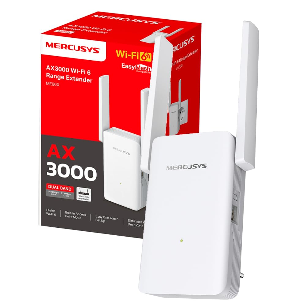 Répéteur WiFi 6 Puissant 3000 Mbps - Port Gigabit, ME80X