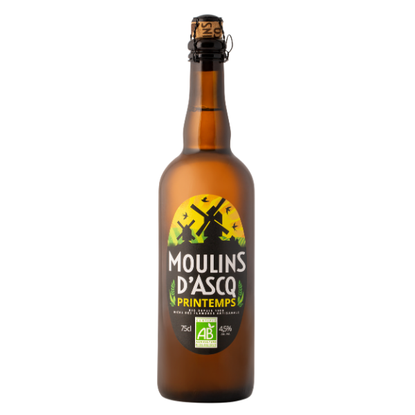 Bière de printemps bio 4,5° Moulins D'Ascq 75 cl (minimum de commande 70€)