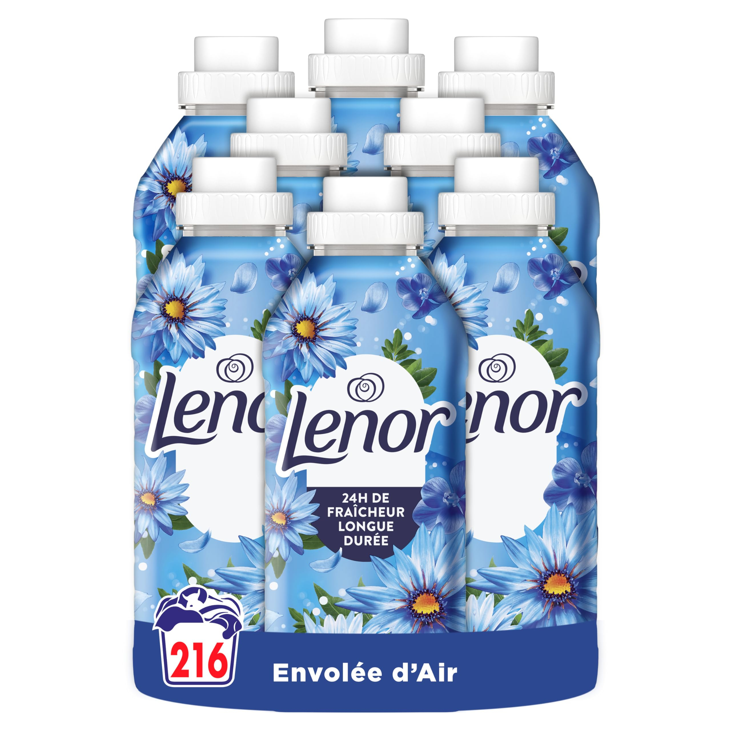 Pack de 8 Bouteilles d'Adoucissant Lenor - 8x27 Lavages, Parfum Envolée d’Air