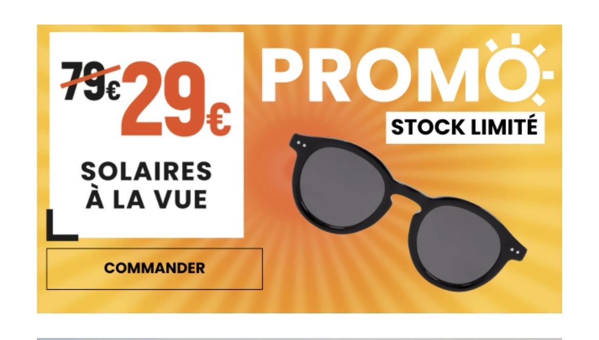 Sélection de paires de lunettes de soleil avec verres correcteurs à 29€