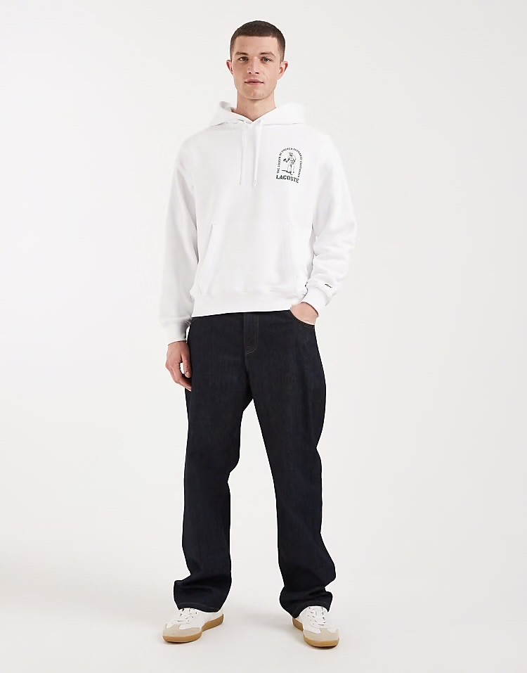 Sweat à capuche imprimé au dos Lacoste - Blanc