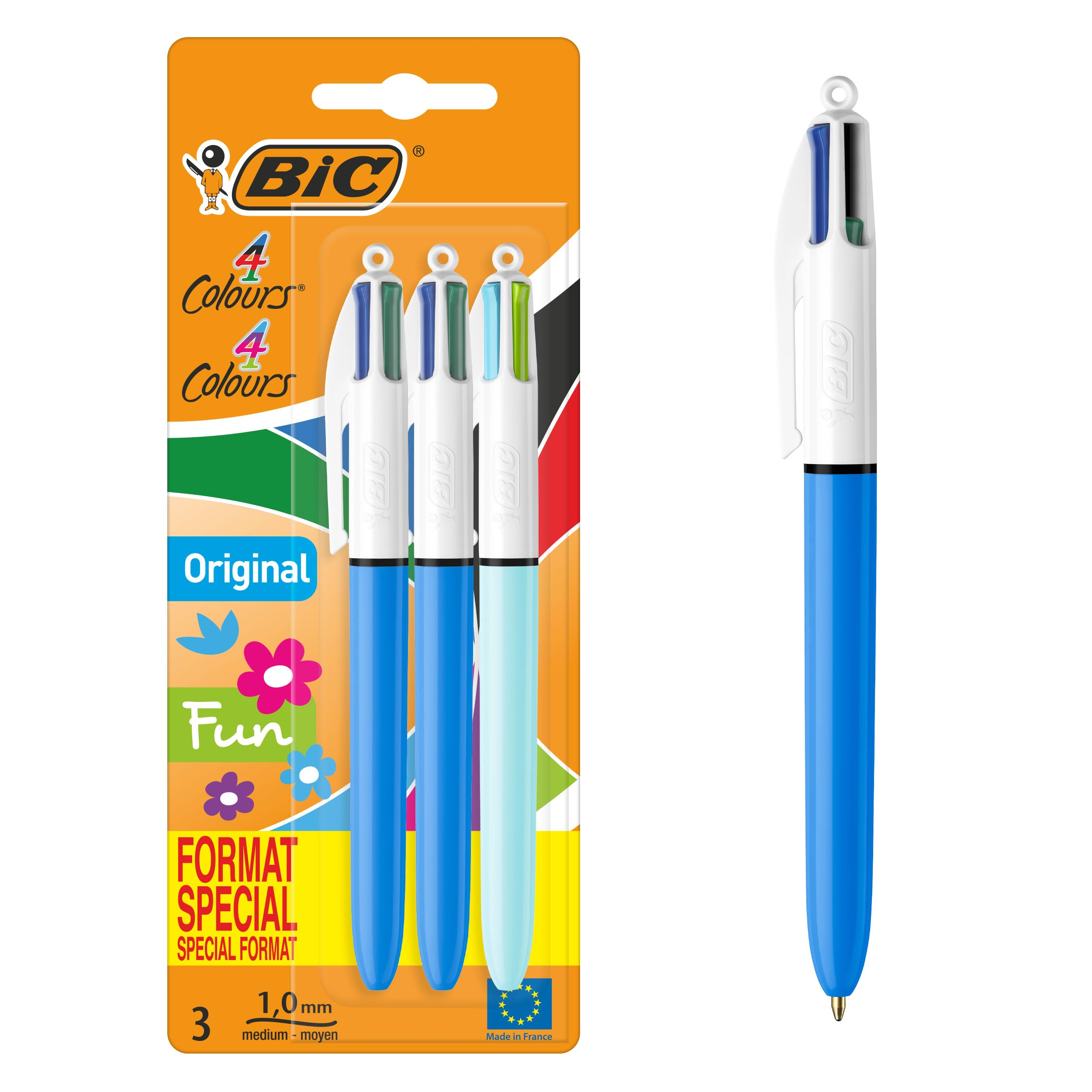 Lot de 3 stylos 4 couleurs BIC Original et FUN