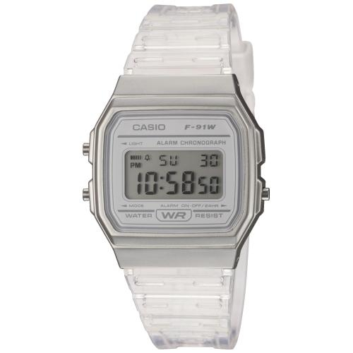 Montre Digitale Casio Collection Vintage (Réf. F-91WS-7EF, Résine Translucide Blanche)