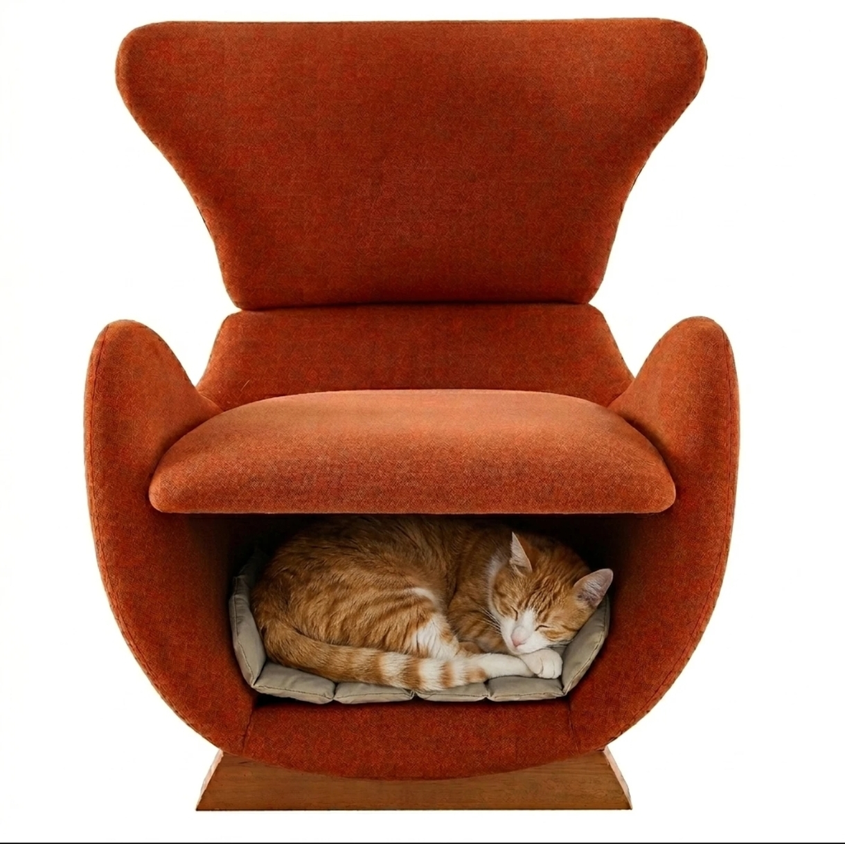 Fauteuil de Salon Urban Meuble Design Aspect Requin-Baleine - Tissu Rouge Brique, 66x69x76cm (Via Coupon)