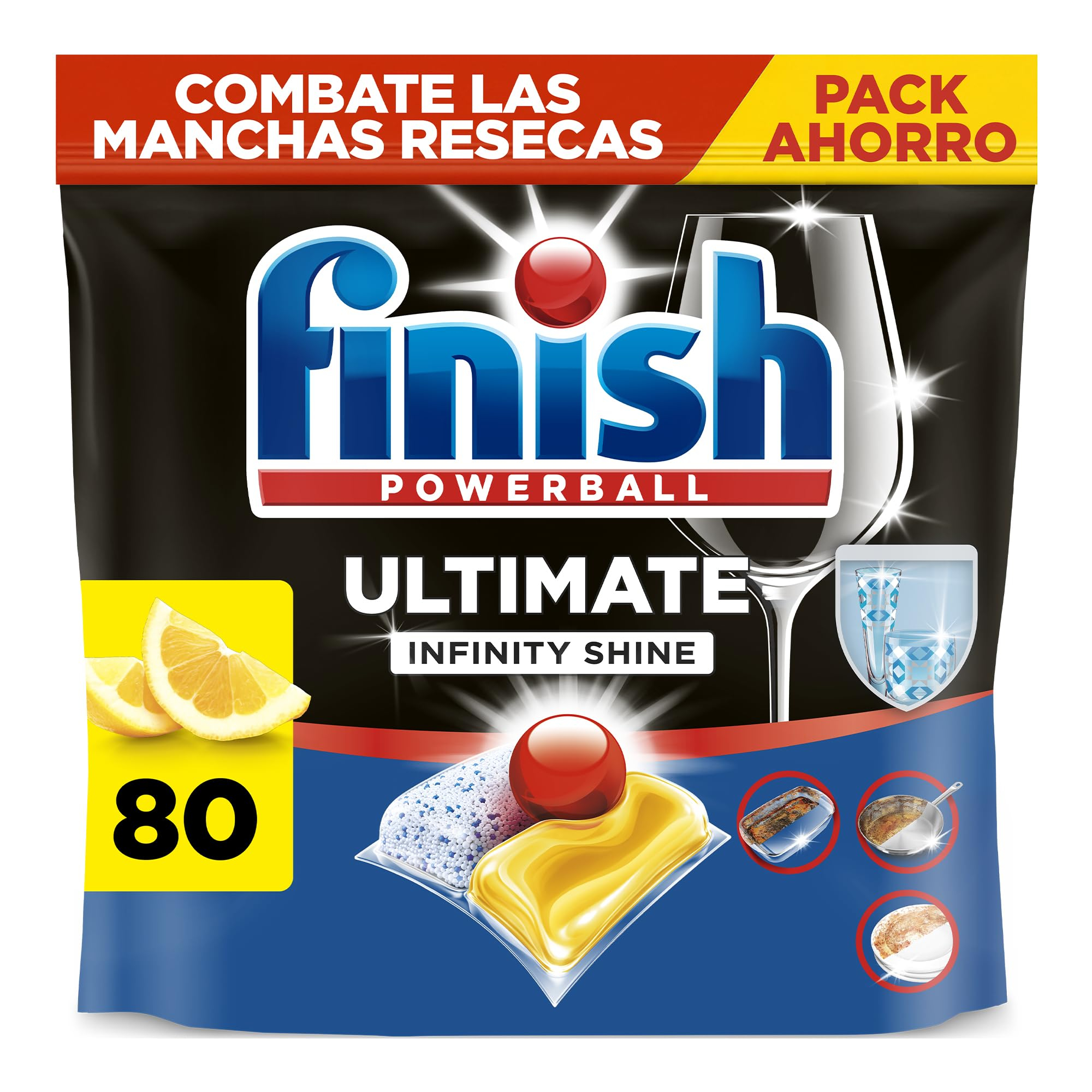 Lot de 80 Pastilles Lave-Vaisselle Finish Ultimate Infinity Shine - Citron (Lot de 160 à 21.05€) (via Prévoyez et Économisez)