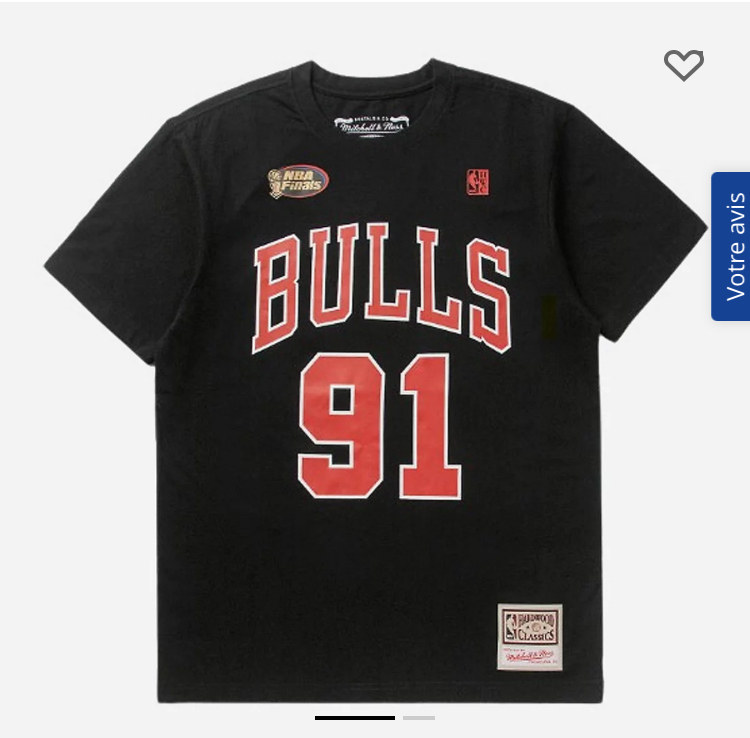 Tee-shirt Mitchell & Ness - Ex: Chicago Bulls Rodman - Tailles XS à L