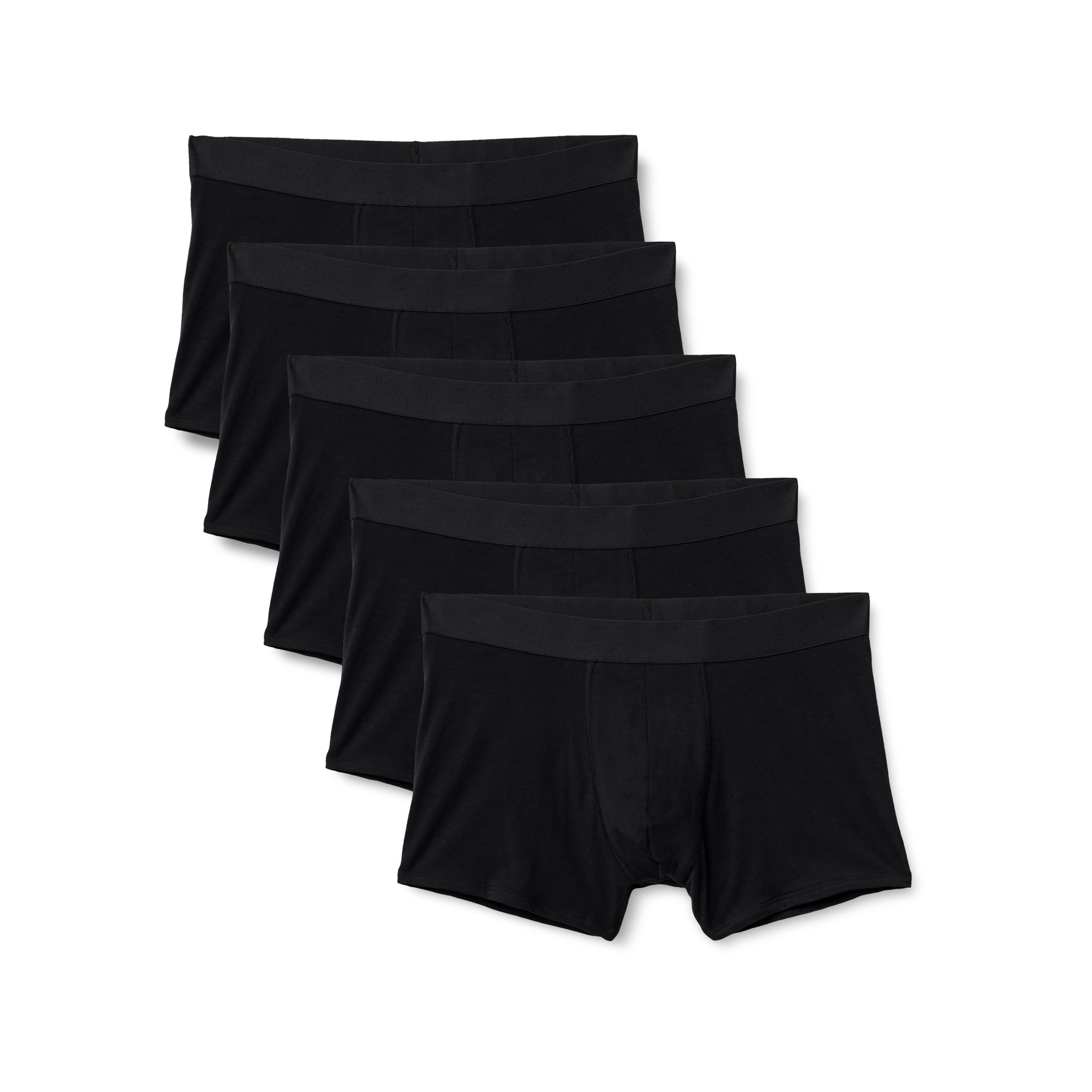 Lot de 5 boxers homme Amazon Essentials - Jersey 95% coton, coupe ajustée, jambes courtes, noir, taille L