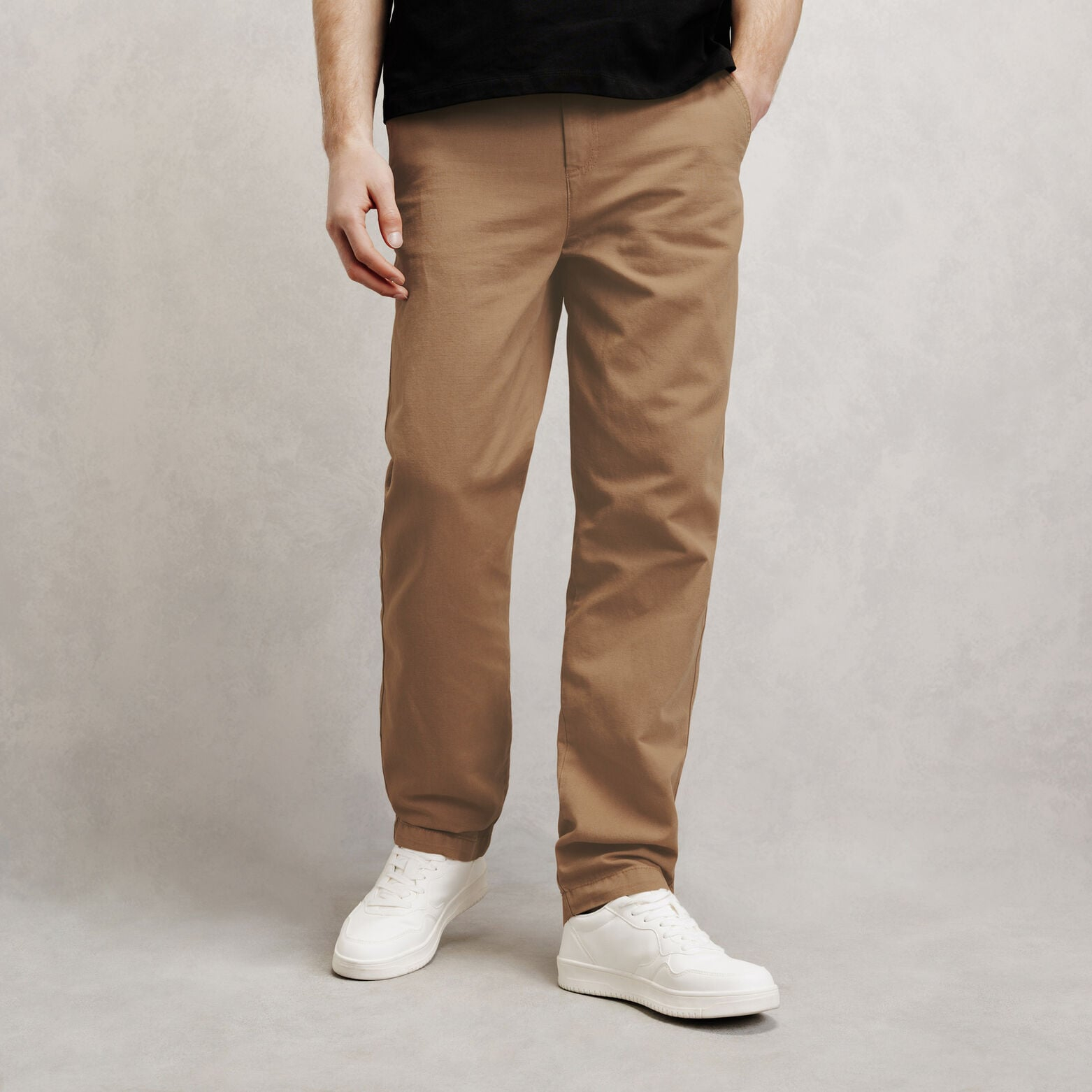 Pantalon loose en coton lin - Couleur Camel , taille 34 à 40