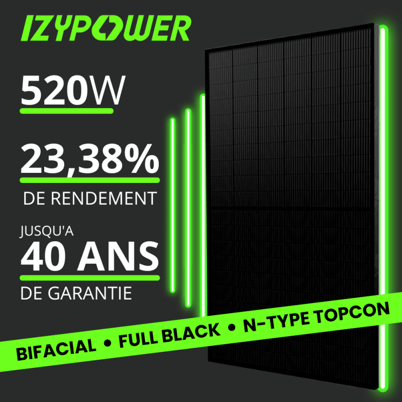 KIT solaire 3.12kW : 6 Panneaux 520W Izypower + Micro Izypower 2000W 1000W
