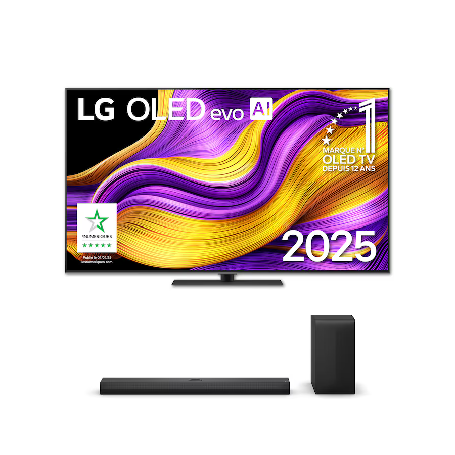 Pack TV 65" LG OLED G5 avec pied + Barre de son S70TY