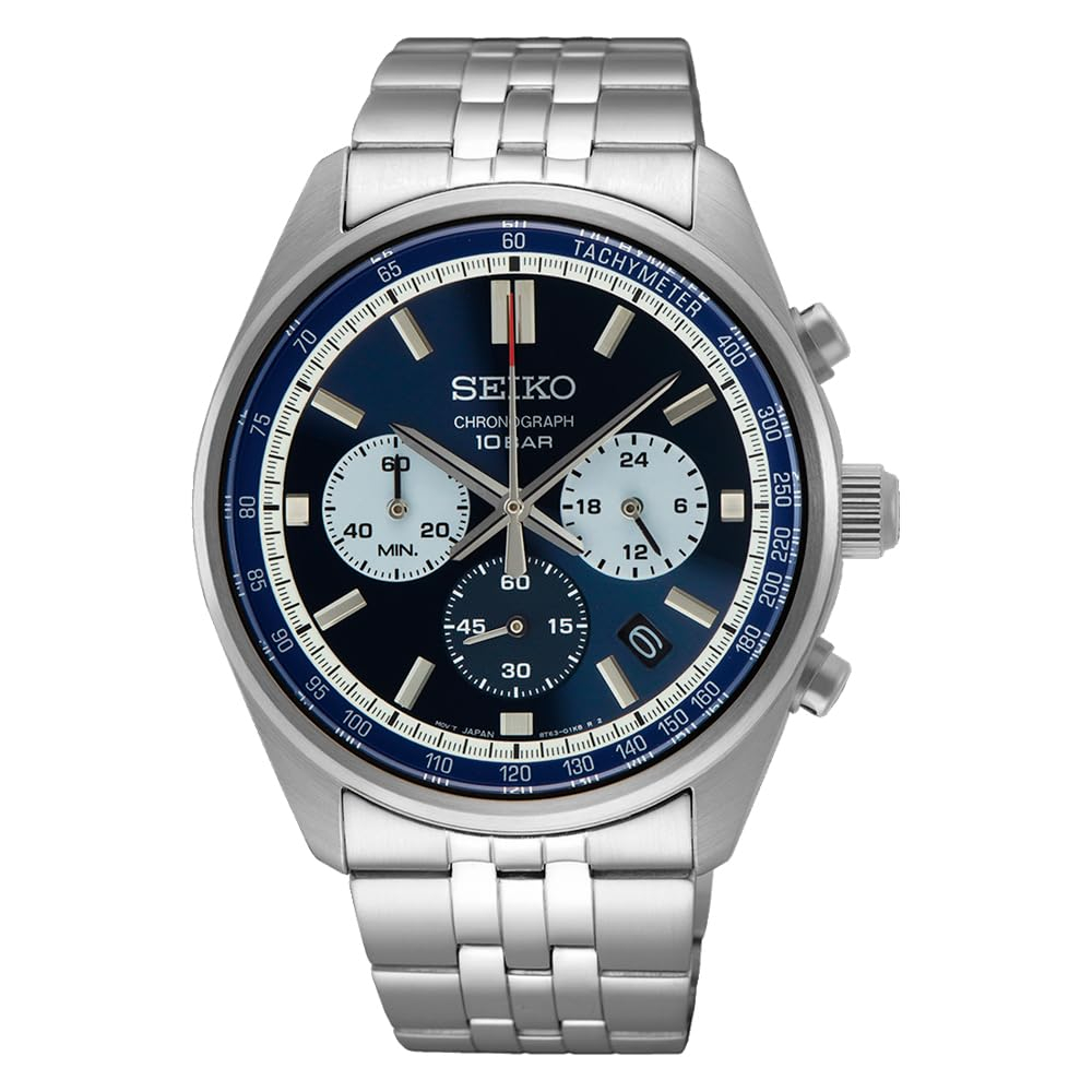 Montre analogique Seiko Quartz pour hommes avec bracelet en acier inoxydable
