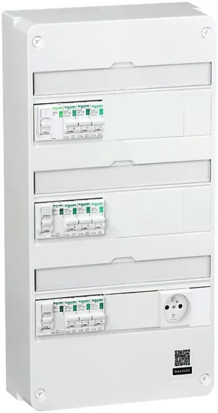 Tableau Électrique Schneider Electric - Pré-Équipé & Pré-Câblé T2 à T4, 3 rangées, 39 modules, avec Prise Modulaire