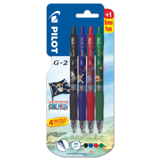 Lot de 4 Stylos Pilot roller FriXion Ball effaçable encre assortie édition limitée One Piece, 4 stickers inclus (via 2,76€ sur la carte)