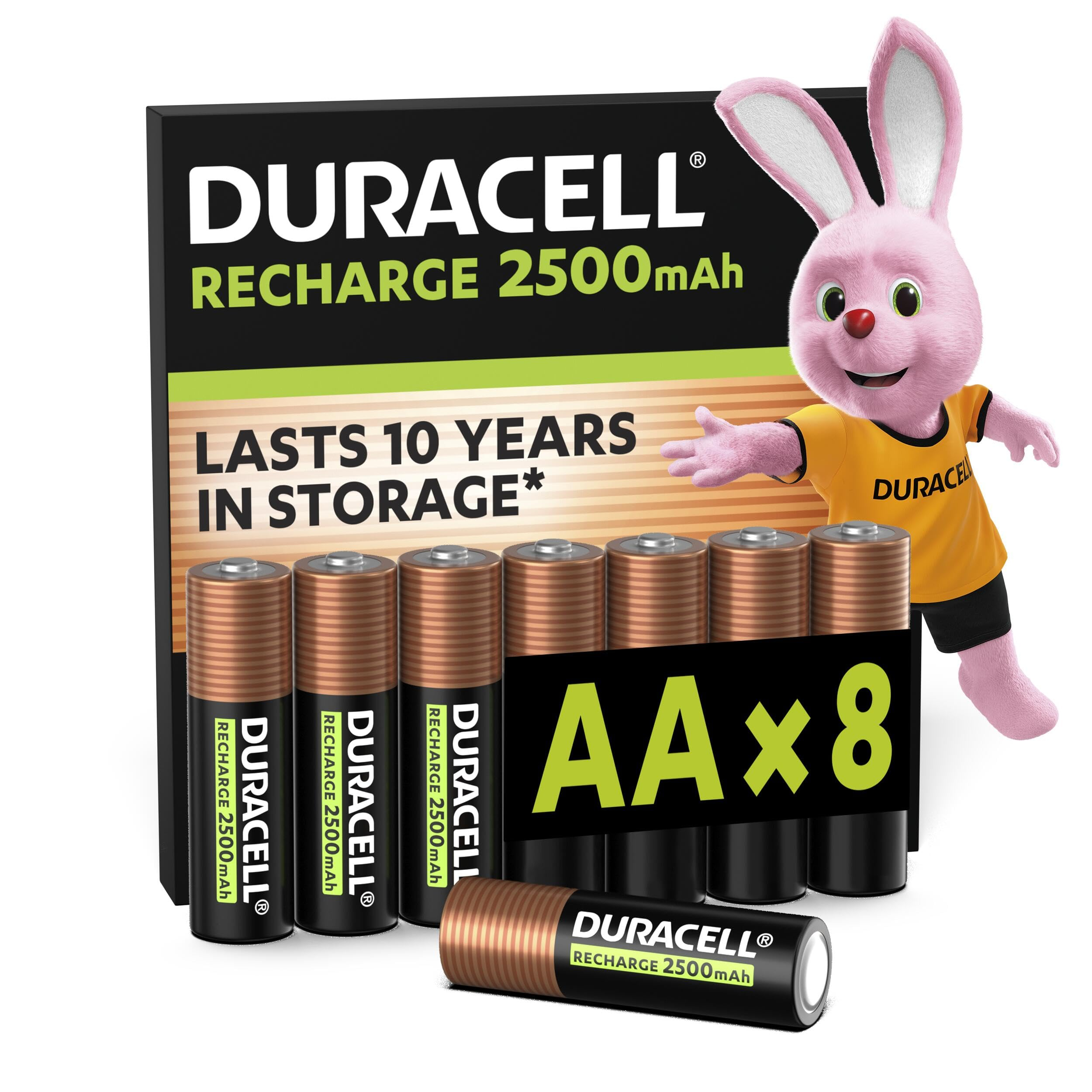 Lot de 8 piles AA rechargeables Duracell - 2500 mAh