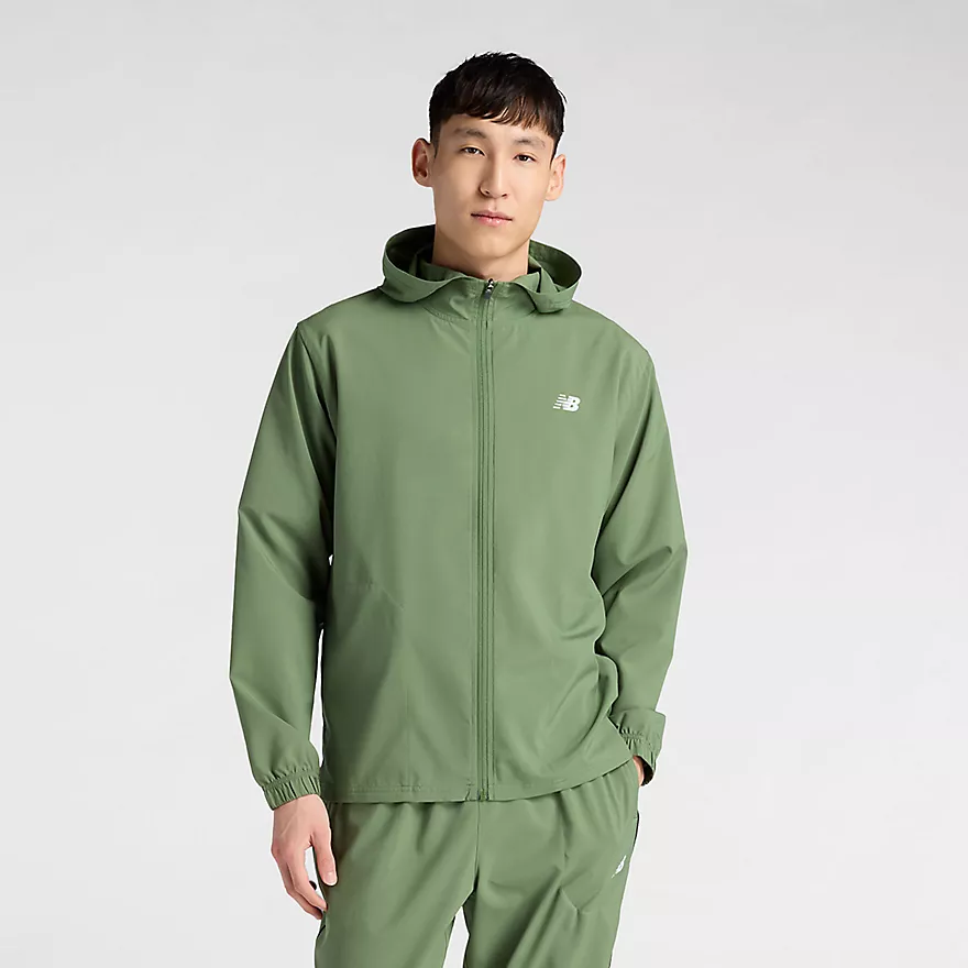 Veste homme New Balance Sport Woven Jacket - Utility Green avec White, tailles S et L