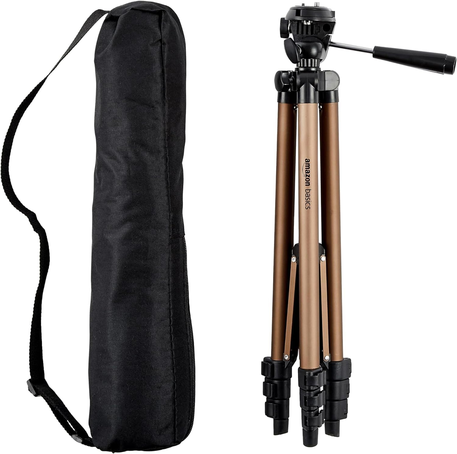 Trépied Amazon Basics - 127,0cm, pour Appareil Photo Reflex Numérique, Léger, avec Sac, Hauteur Réglable
