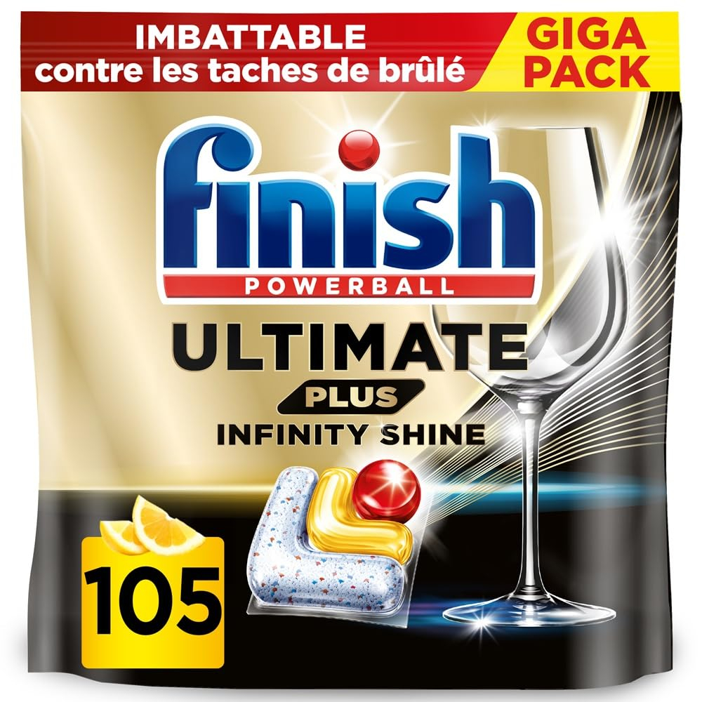 Lot de 105 Capsules Lave Vaisselle Finish Ultimate Plus Infinity Shine - Citron (via prévoyez et économisez)