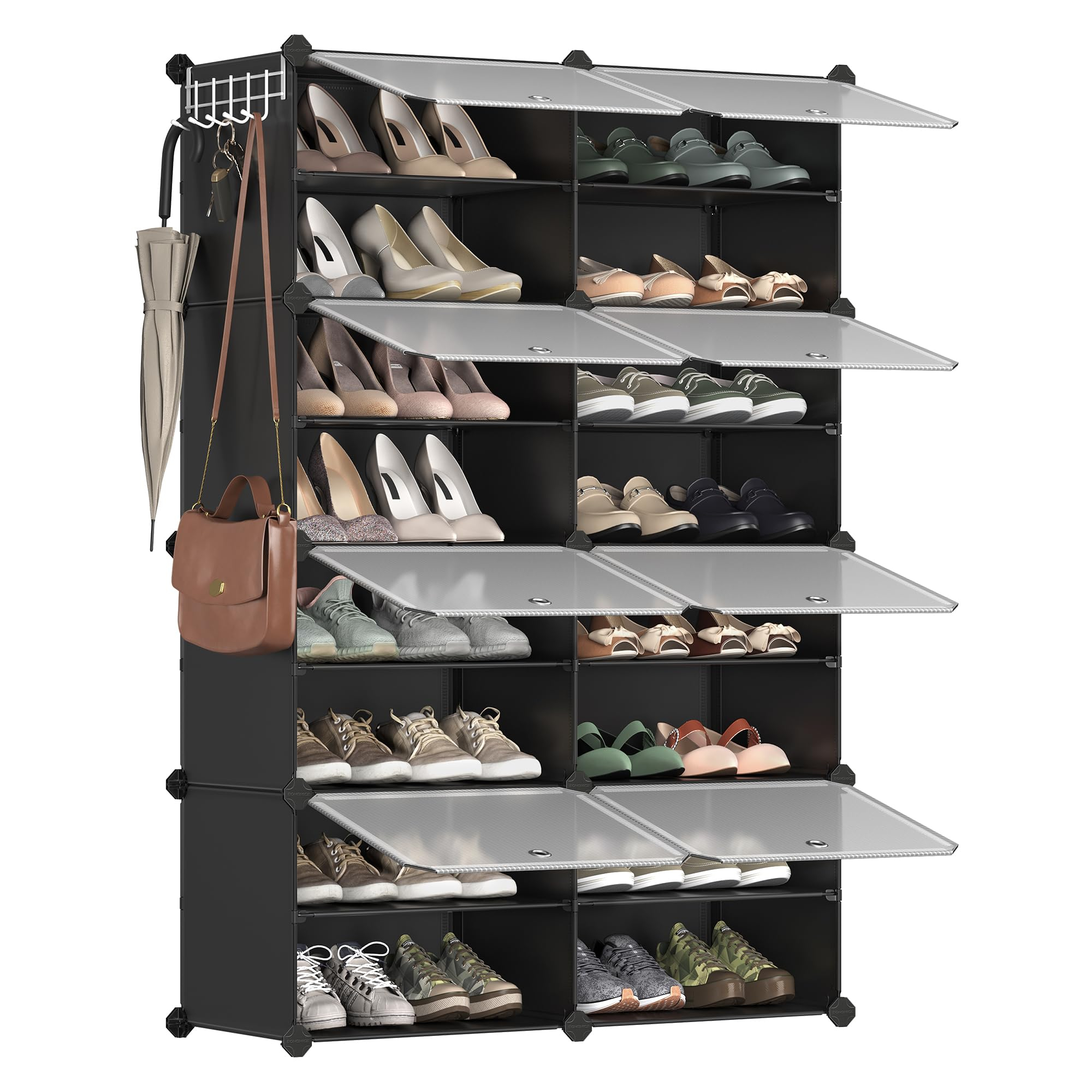 Étagère à Chaussures Songmics - 8 Compartiments, Modulable, Compartiment 30x40x30 cm, avec Porte