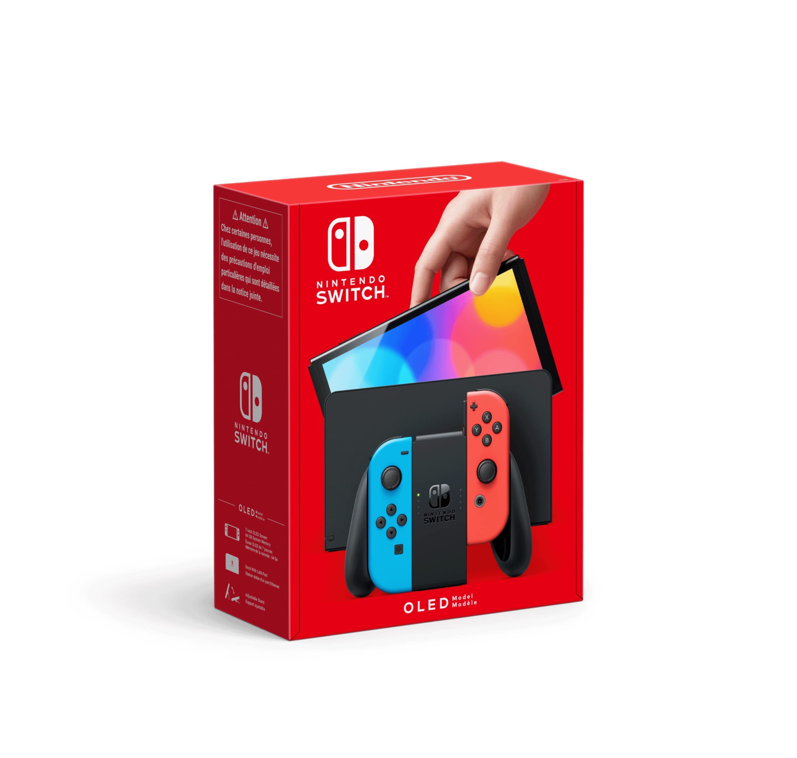 Console Nintendo Switch OLED - manettes Joy-Con Bleue et Rouge