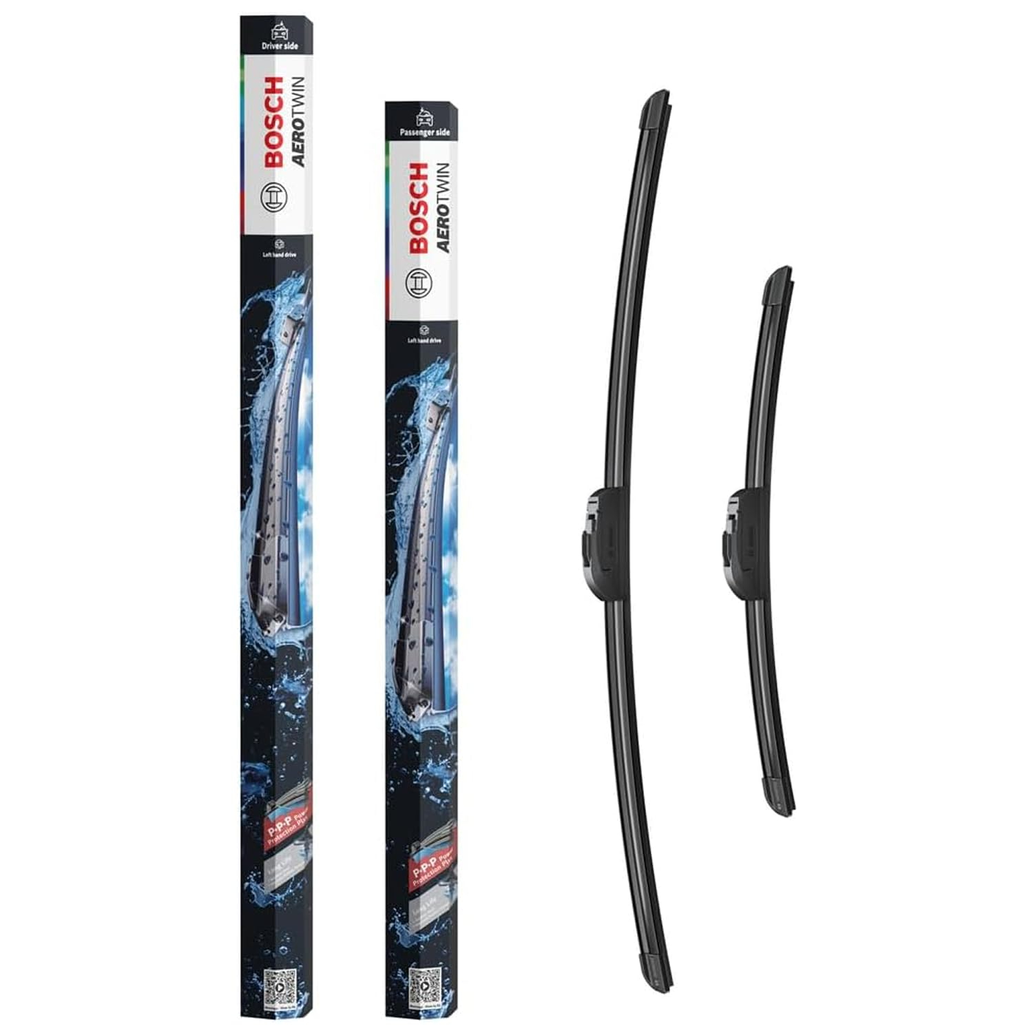Jeu de 2 Balais d'essuie-glaces Bosch Aerotwin eAR 653 S - 650 mm / 400 mm, Livrés avec Adaptateur