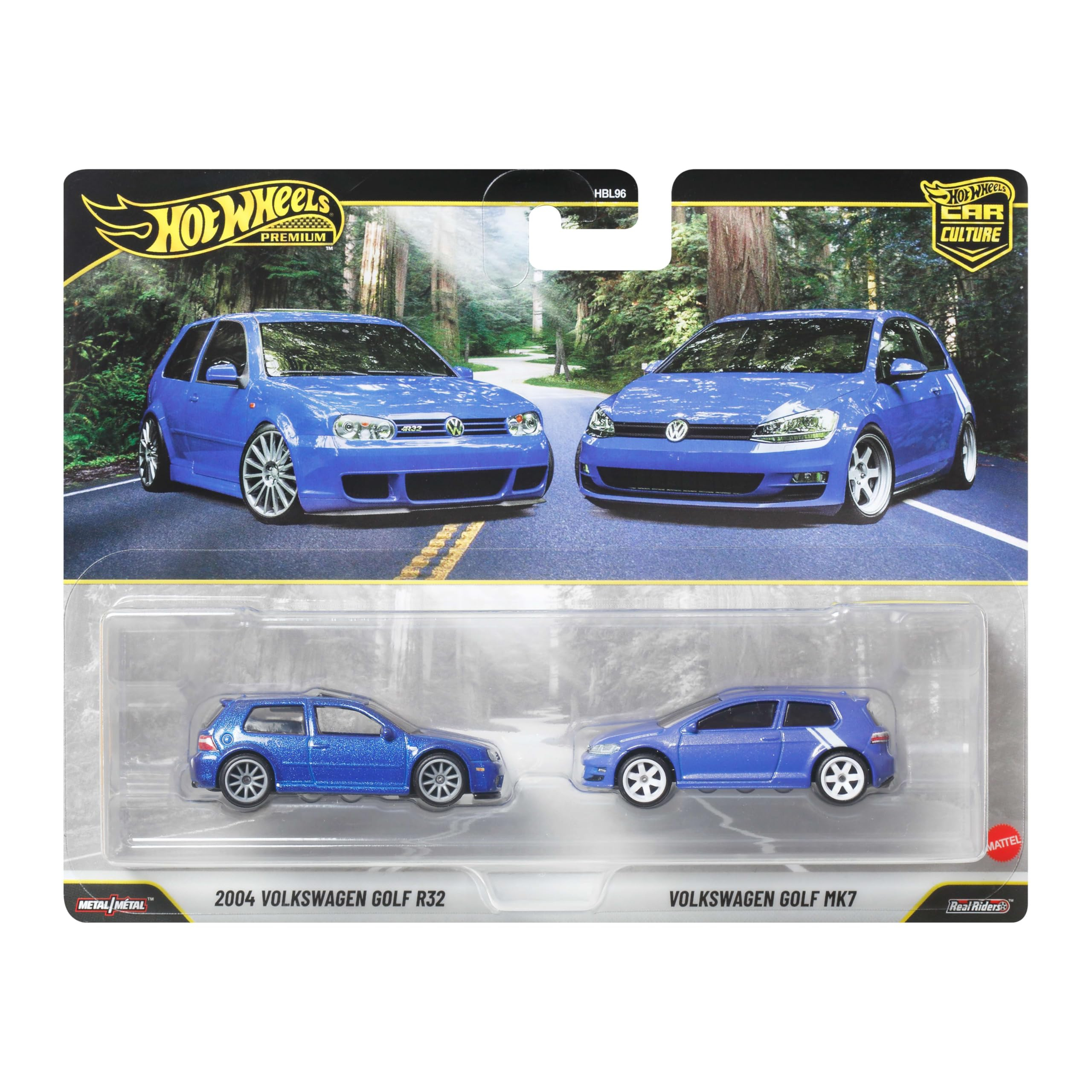Lot de 2 voitures miniatures Hot Wheels Car Culture 2-Pack Volkswagen Golf R32 et Mk7