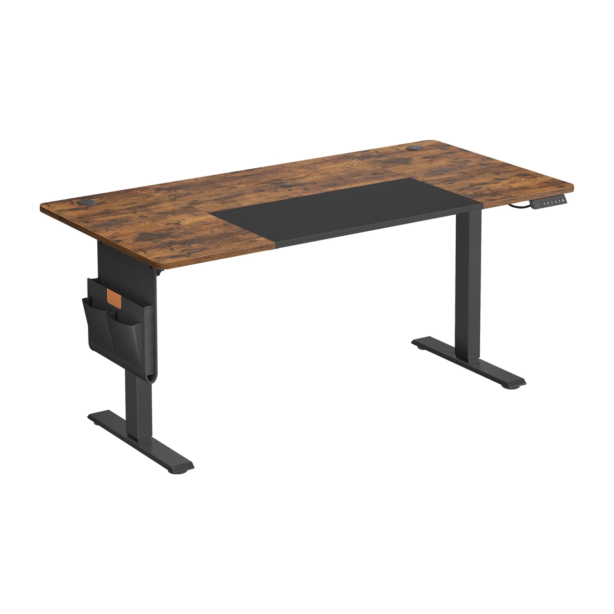 Bureau assis-debout Ochama - 160 x 70, 4 modes, Port USB-C, Marron et Noir