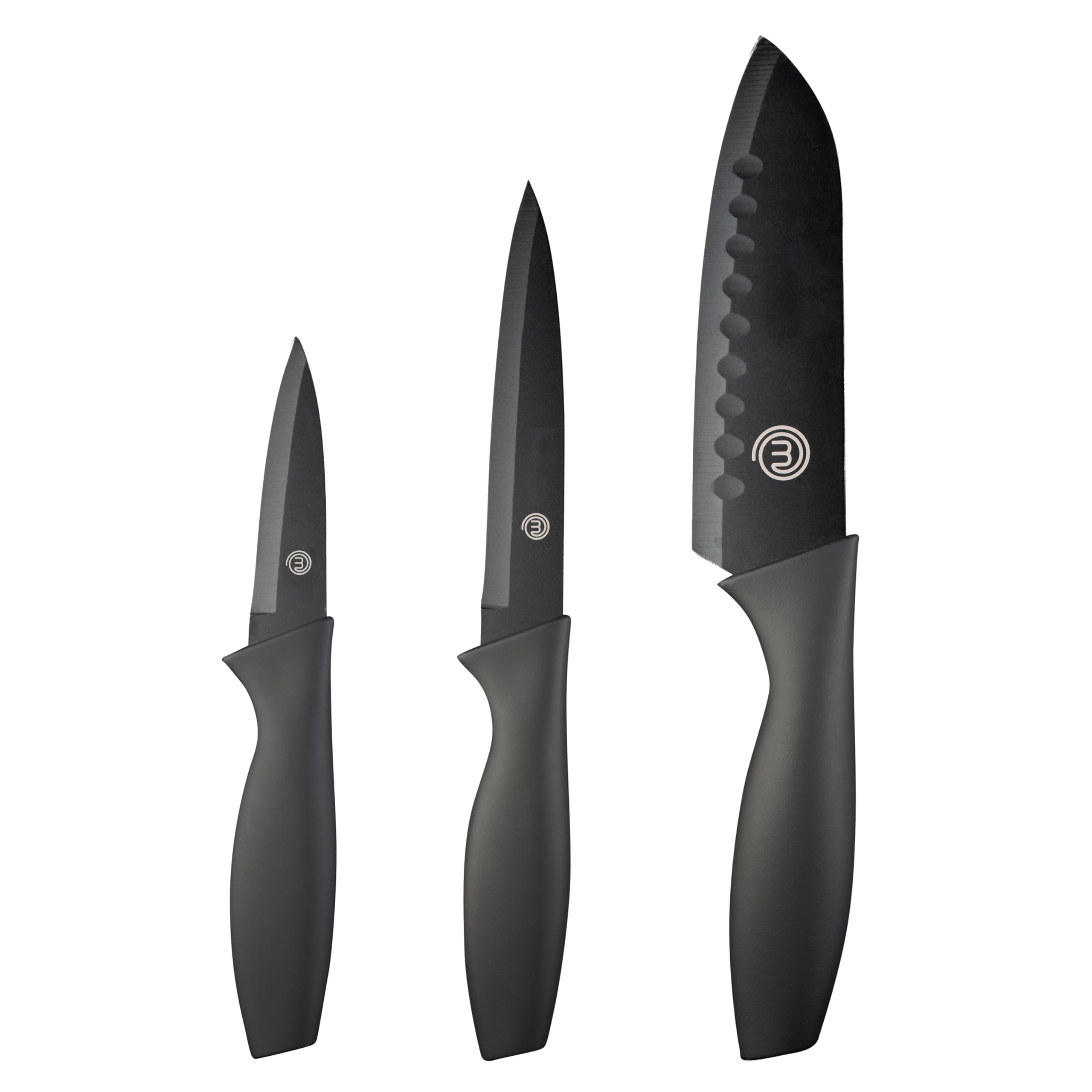 Set Couteau Cuisine MasterChef - Couteau d'office, Universel et de Chef, Acier Inoxydable, Revêtement Antiadhésif, Manche Ergonomique