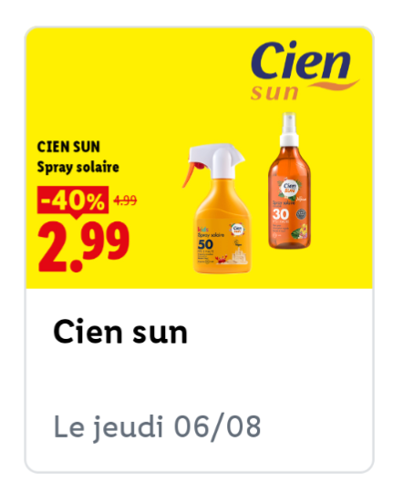40% de réduction sur les protections solaires Cien - Ex.: Spray FPS50