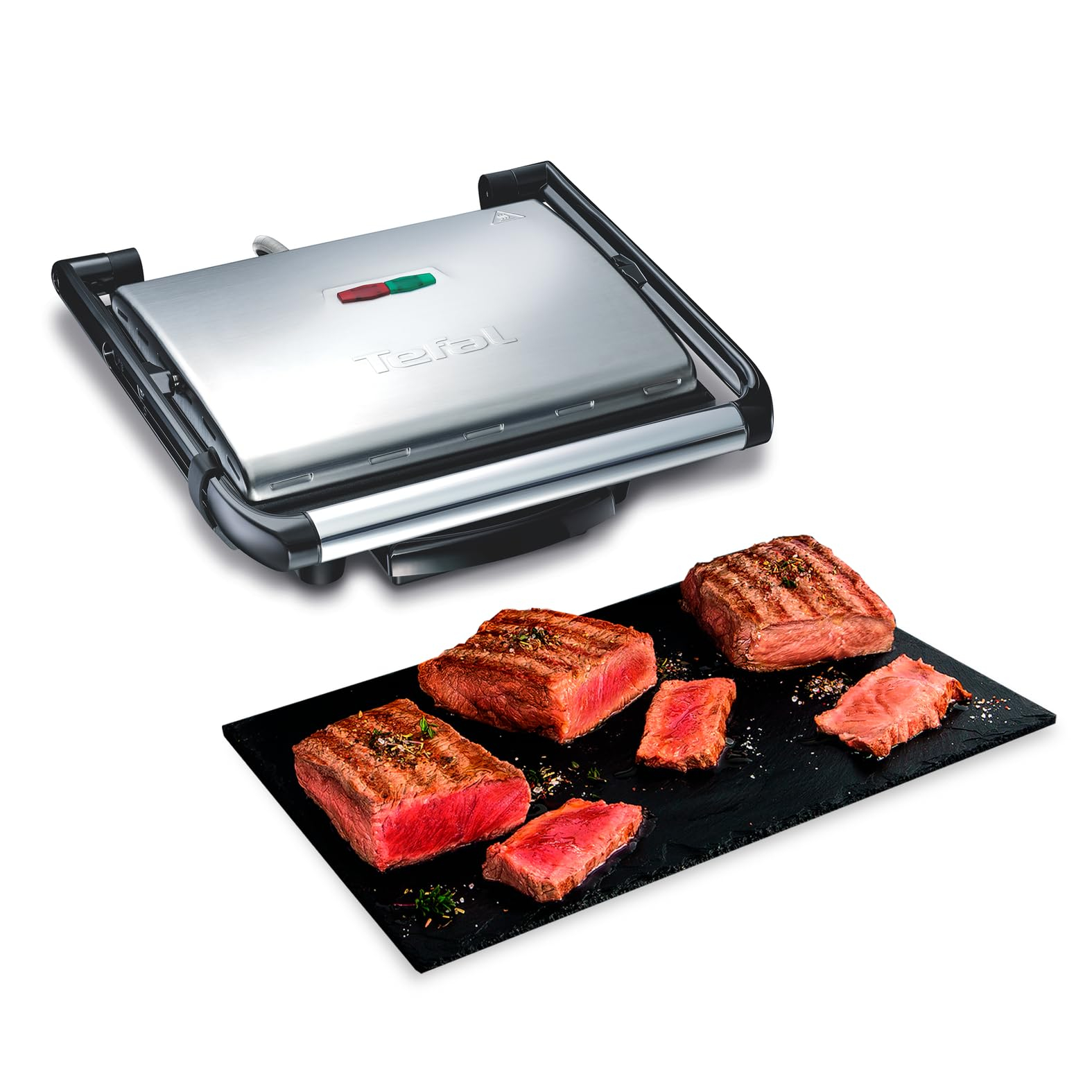 Occasion Très Bon : Plaques Tefal Inicio Grill Viande & Panini - avec Revêtement Anti-Adhésif, 2000W